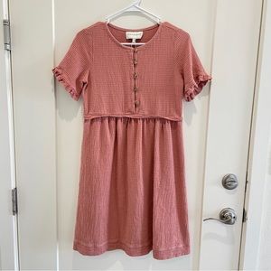 Dusty Pink Ruffe Dress Small Piper and Scoot